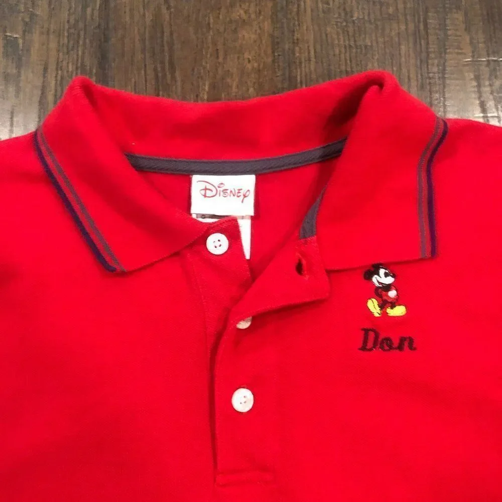 Disneyshopping.com Men’s Large Red Embroidered Mickey Mouse‎ Polo Shirt Don
